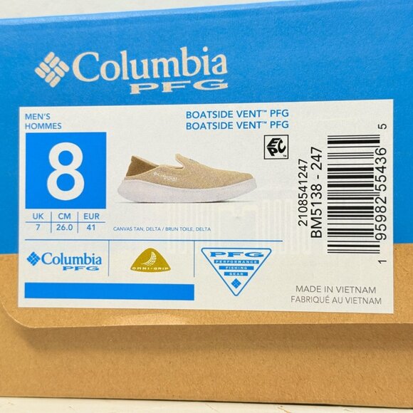 Columbia Men’s Boatside Vent PFG Boat Slip-On Shoes Canvas Tan Delta Size 8 - Picture 11 of 15